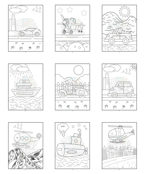 Vehicle Coloring Book 1
